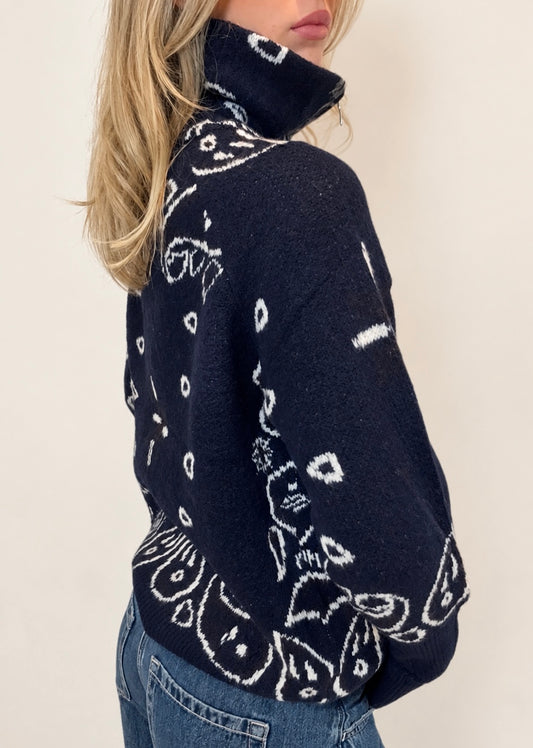The Paisley Zip - Navy