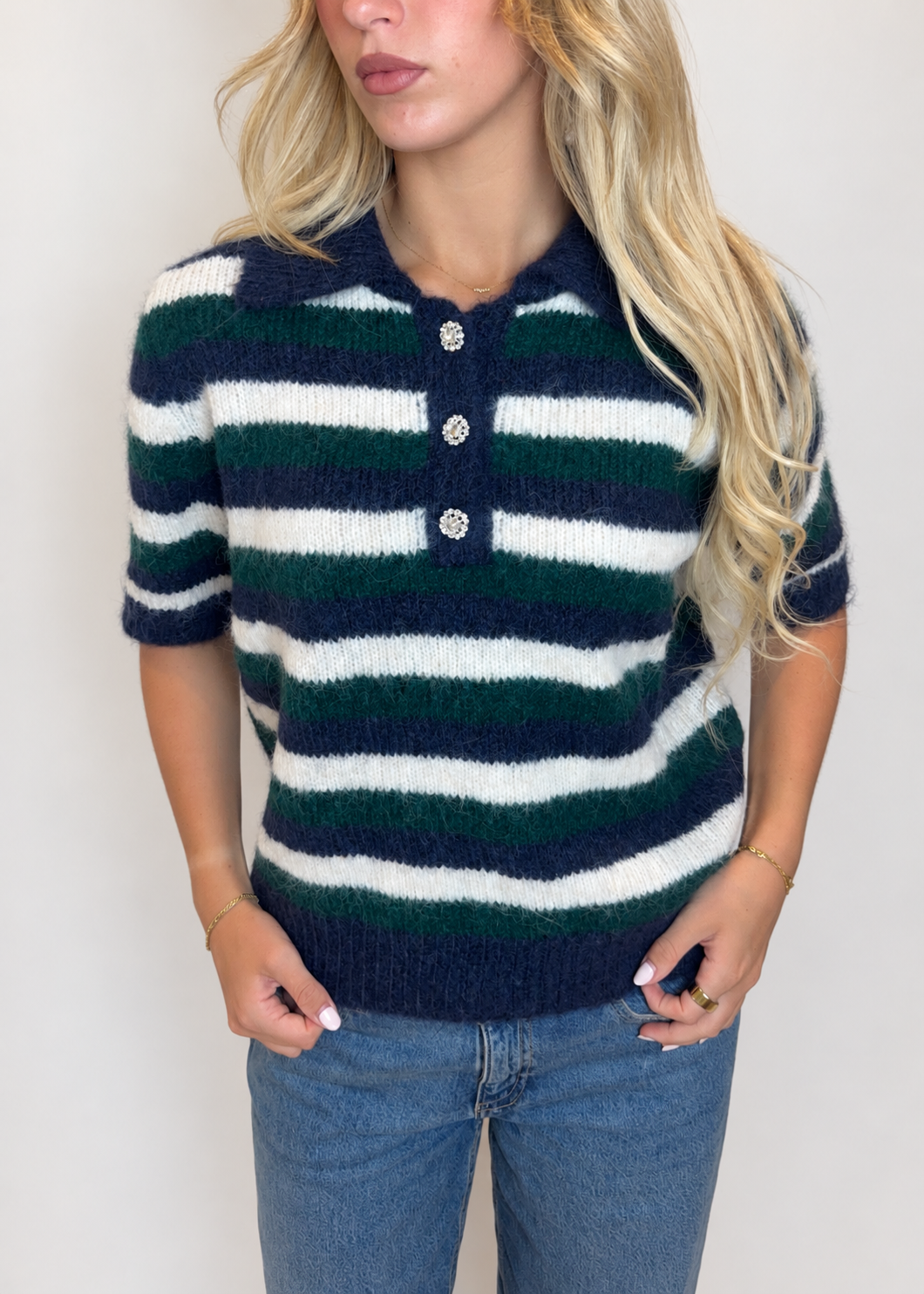 The Blair Knit - Navy/Green