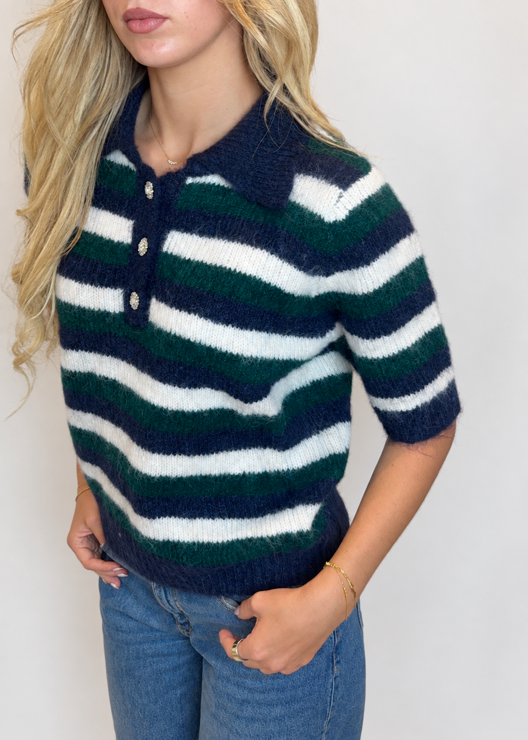 The Blair Knit - Navy/Green