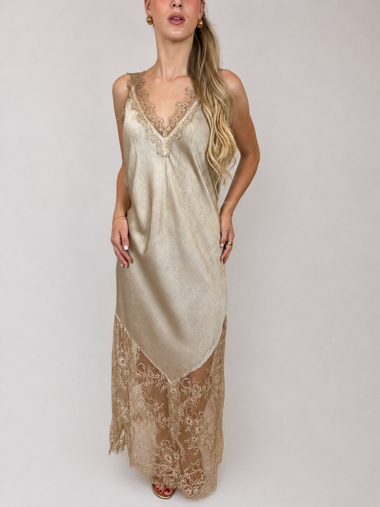 The Lucia Lace Dress - Caramel