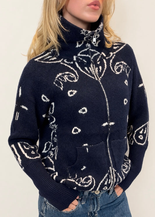 The Paisley Zip - Navy