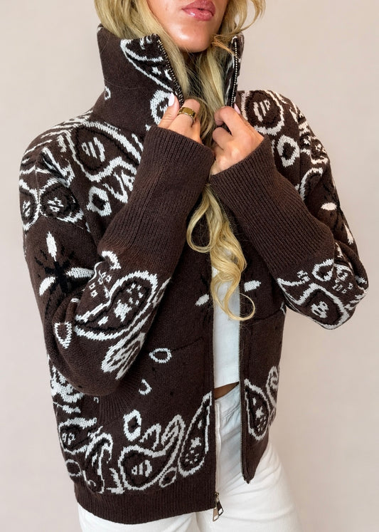 The Paisley Zip - Brown